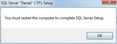 restart computer to complete SQL Server setup