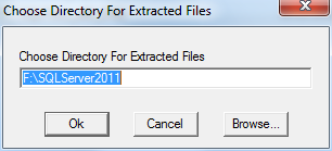 SQL Server 2012 setup choose directory for extracted files