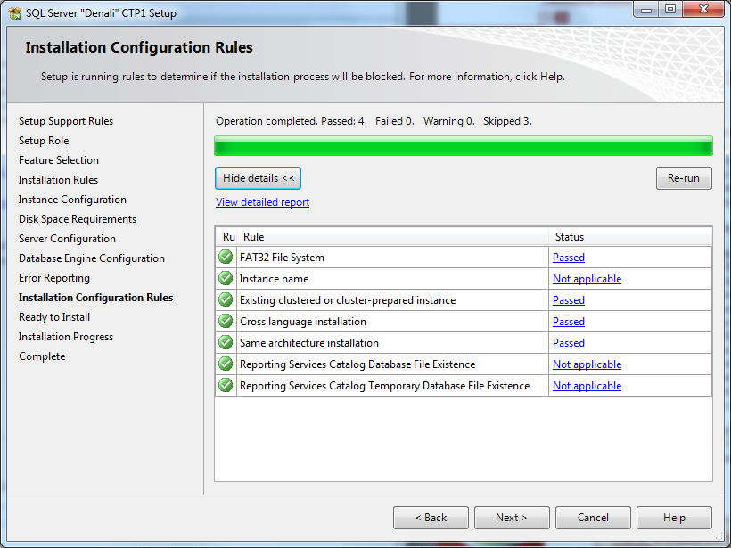 SQL Server Denali installation configuration rules