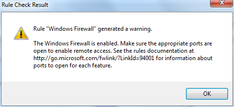 the Windows Firewall is enabled SQL Server 2012 setup