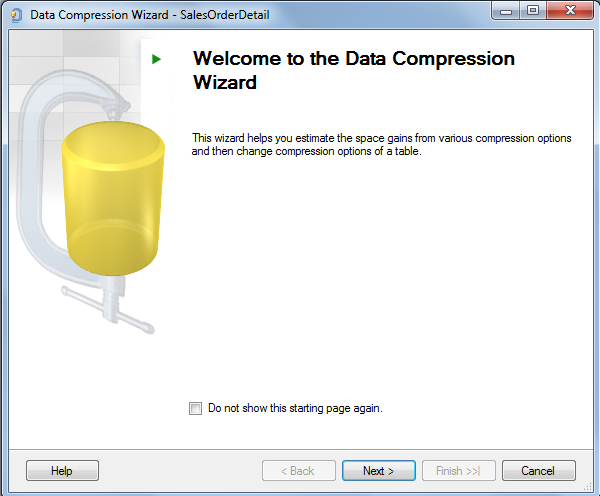 SQL Server 2014 Data Compression Wizard