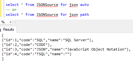 sql server json query