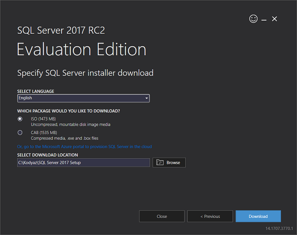 download SQL Server 2017 in ISO format free trial
