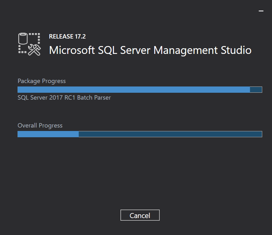 Installing SQL Server Management Studio 17.2