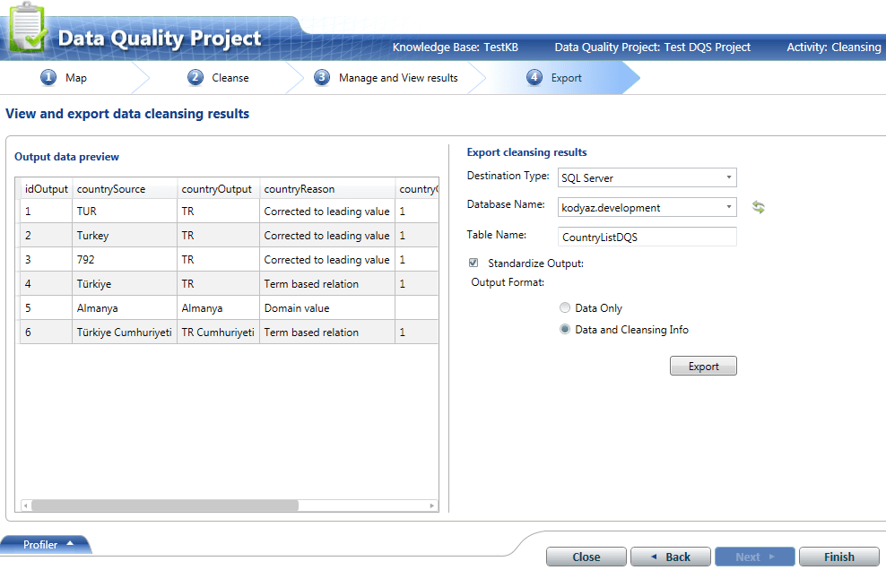 create Data Quality Project for data cleansing