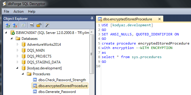 decrypt SQL Server stored procedure