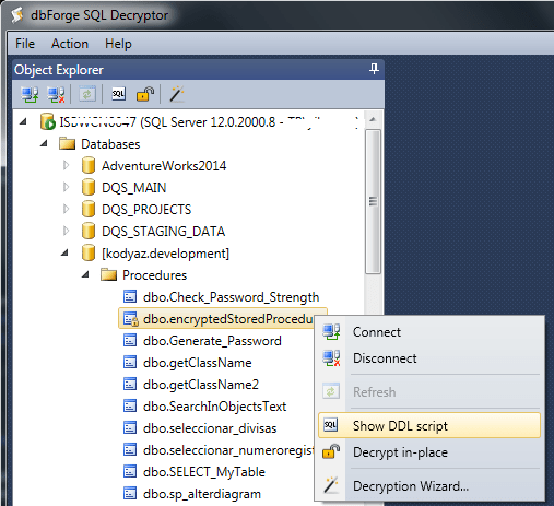 free SQL Server tool for decryption of database objects