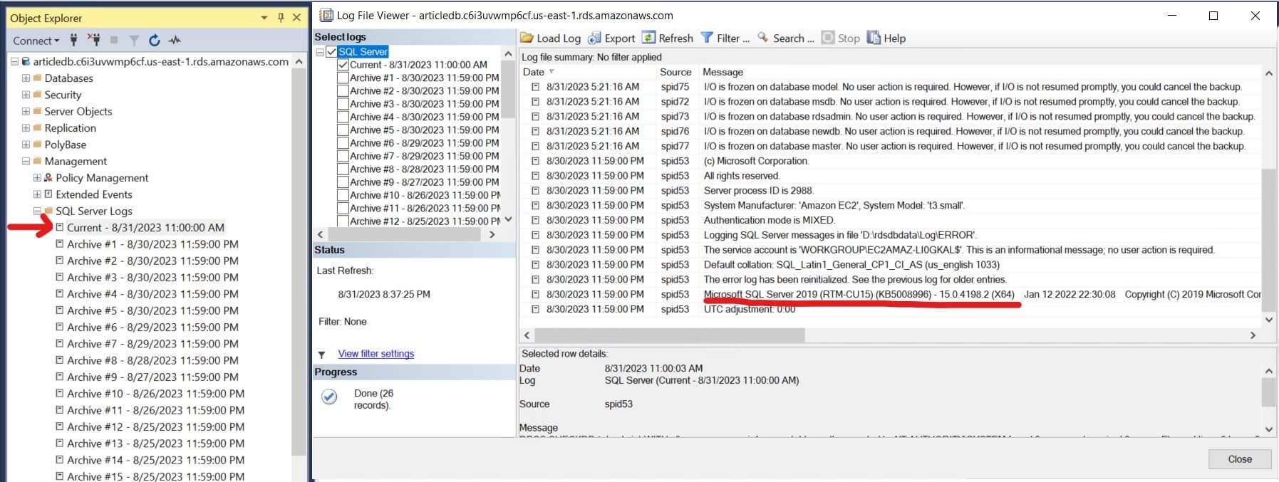 SQL Server Version Captured in Error Log