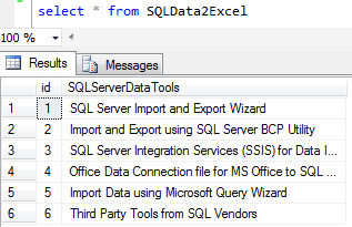 Import SQL Server data to Excel