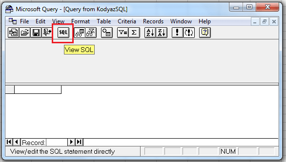 switch to Microsot Query SQL editor on Excel