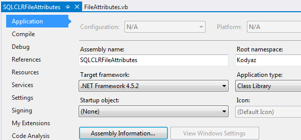 CLR project assembly and root namespace name in Visual Studio