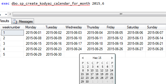compare SQL calendar and Windows 7 gadget