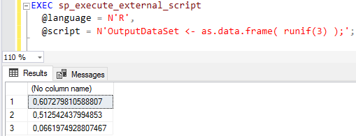 create multiple random numbers on SQL Server with R RUNIF function