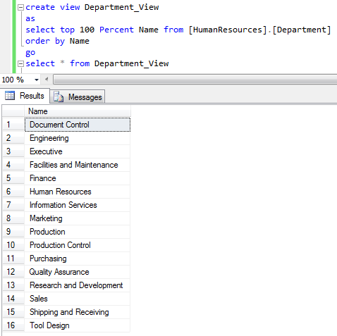 Order By clause with TOP 100 Percent in SQL Server View