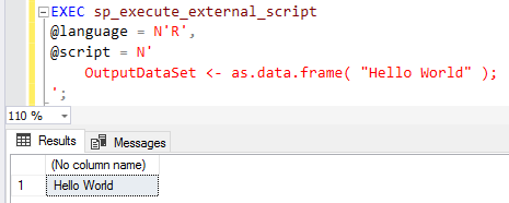 sample R-script on SQL Server using sp_execute_external_script