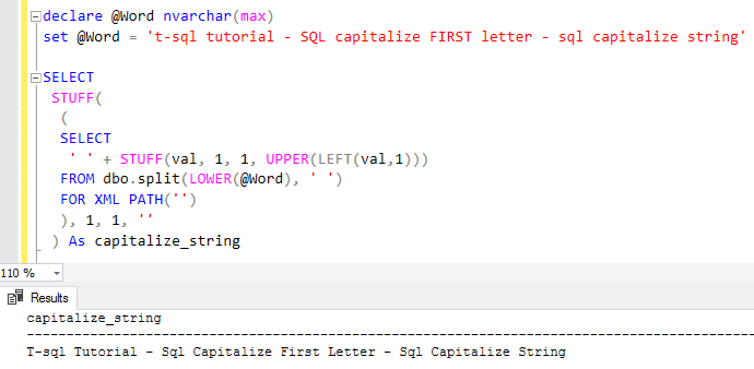 capitalize string using SQL code
