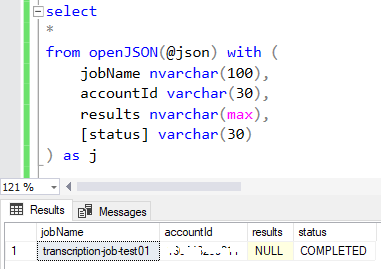 SQL OpenJson query using WITH clause