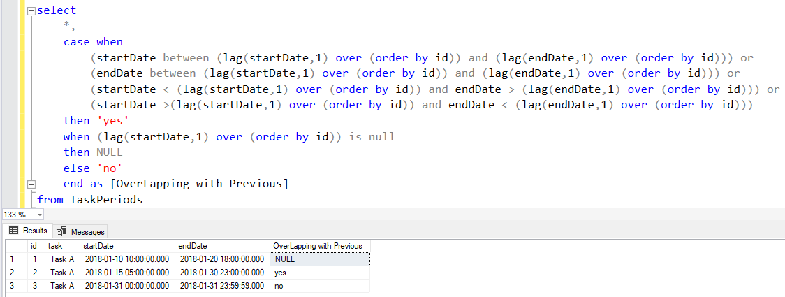 check if time periods overlap using SQL Lag function