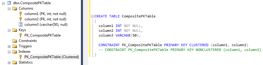 Create Composite Primary Key With Multiple Columns On SQL Server