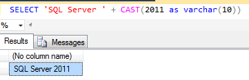 SQL string concatenation with numbers using CAST function