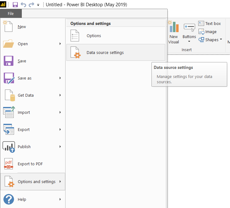 Redshift data source settings and options for Power BI report