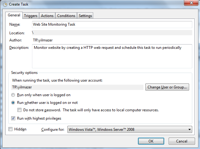 Windows Task Scheduler Actions menu