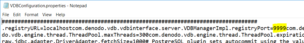 default port number 9999 in configuration file