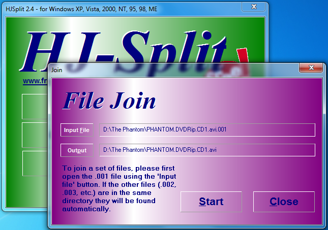 open rar file using hjsplit