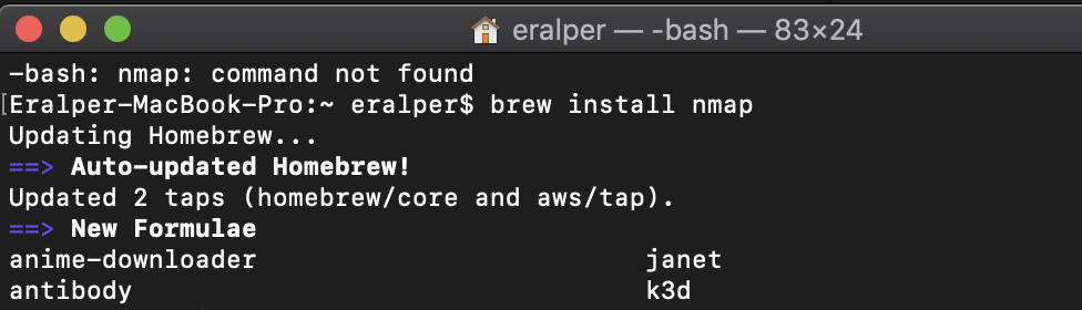 install nmap on Mac using brew on Terminal