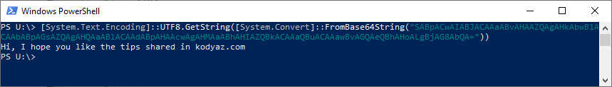 decode Base64 encoded text using PowerShell commands