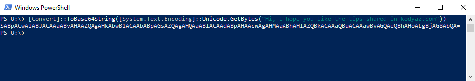 encode text using Base64 using powerShell commands