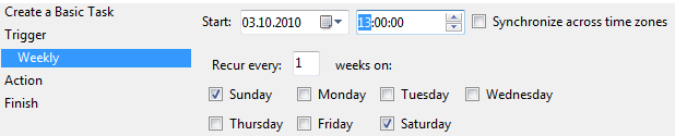 weekly-task-settings-for-windows-7-task-scheduler-to-trigger-on-weekends