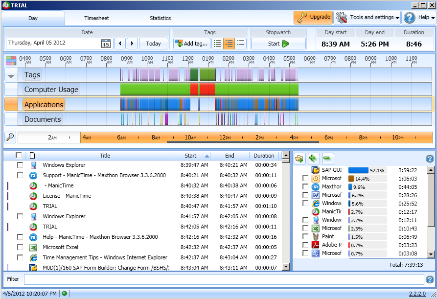 time tracker tool ManicTime for time management