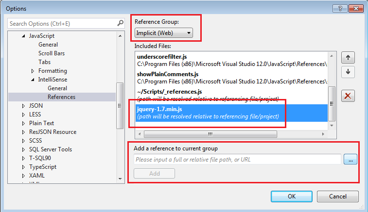 Javascript reference for Intellisense support in Visual Studio
