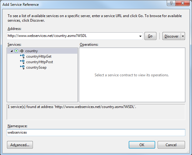 add Service Reference in Visual Studio 2015