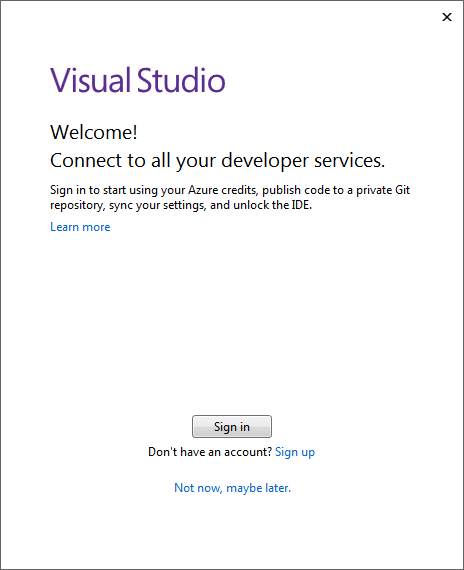 connect to your developer services with Visual Studio 2017