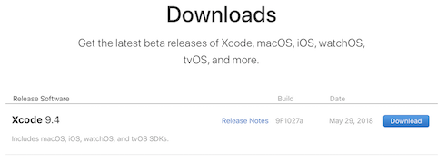 Xcode downloads for Apple developers