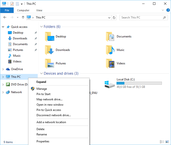 system properties in windows 10