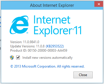 Internet Explorer 11 on Windows 10
