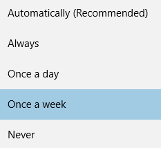 Windows 10 Privacy settings Feedback frequency