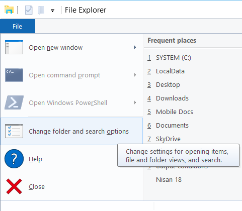 Windows 10 File Explorer settings and options