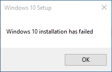 Windows 10 installation has failed что делать