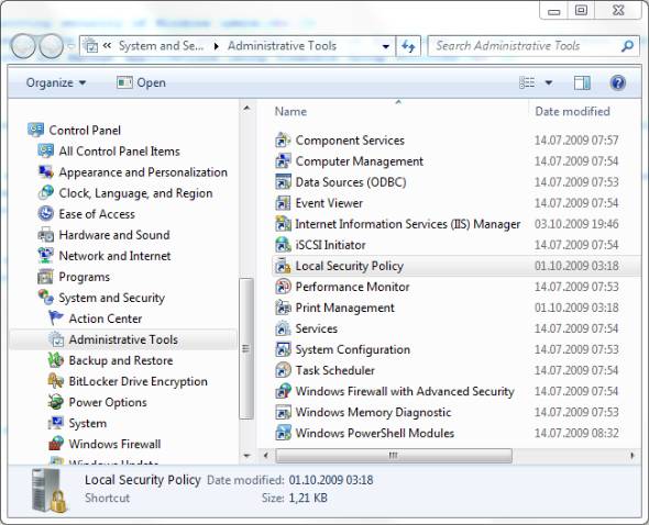 administrative tools local security policy windows 7 applocker