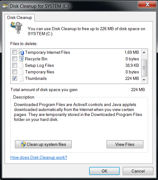 Clean up system files for thumbnail cache db files used on Windows Explorer