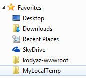Favorites folder location in Windows Explorer