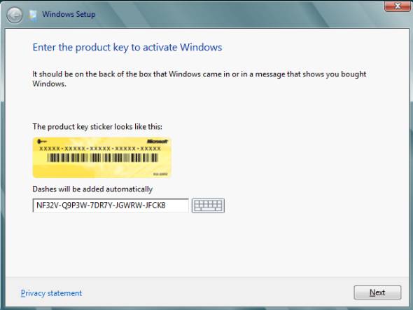 enter product key to activate Windows 8