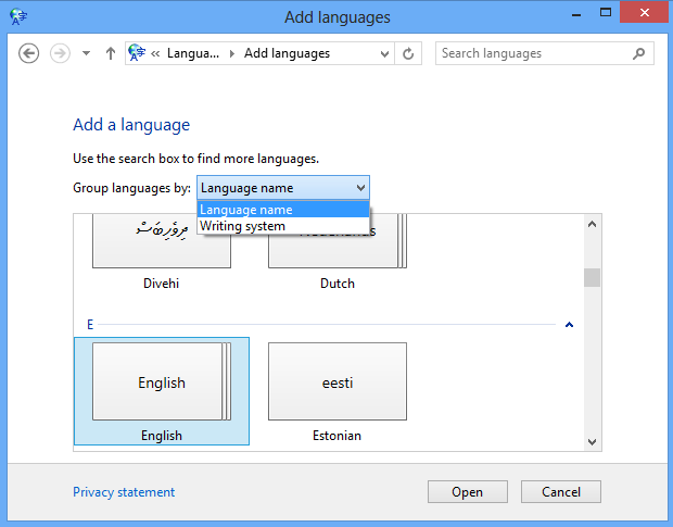 change windows 8 language to english