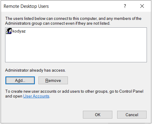 Windows server remote desktop users list