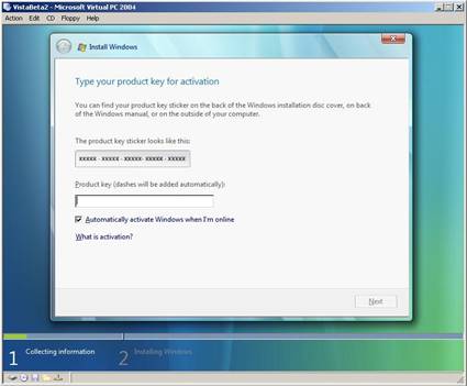 Product Key for Activation Windows Vista Beta 2