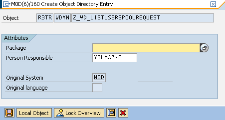 create object directory entry for ABAP Webdynpro component